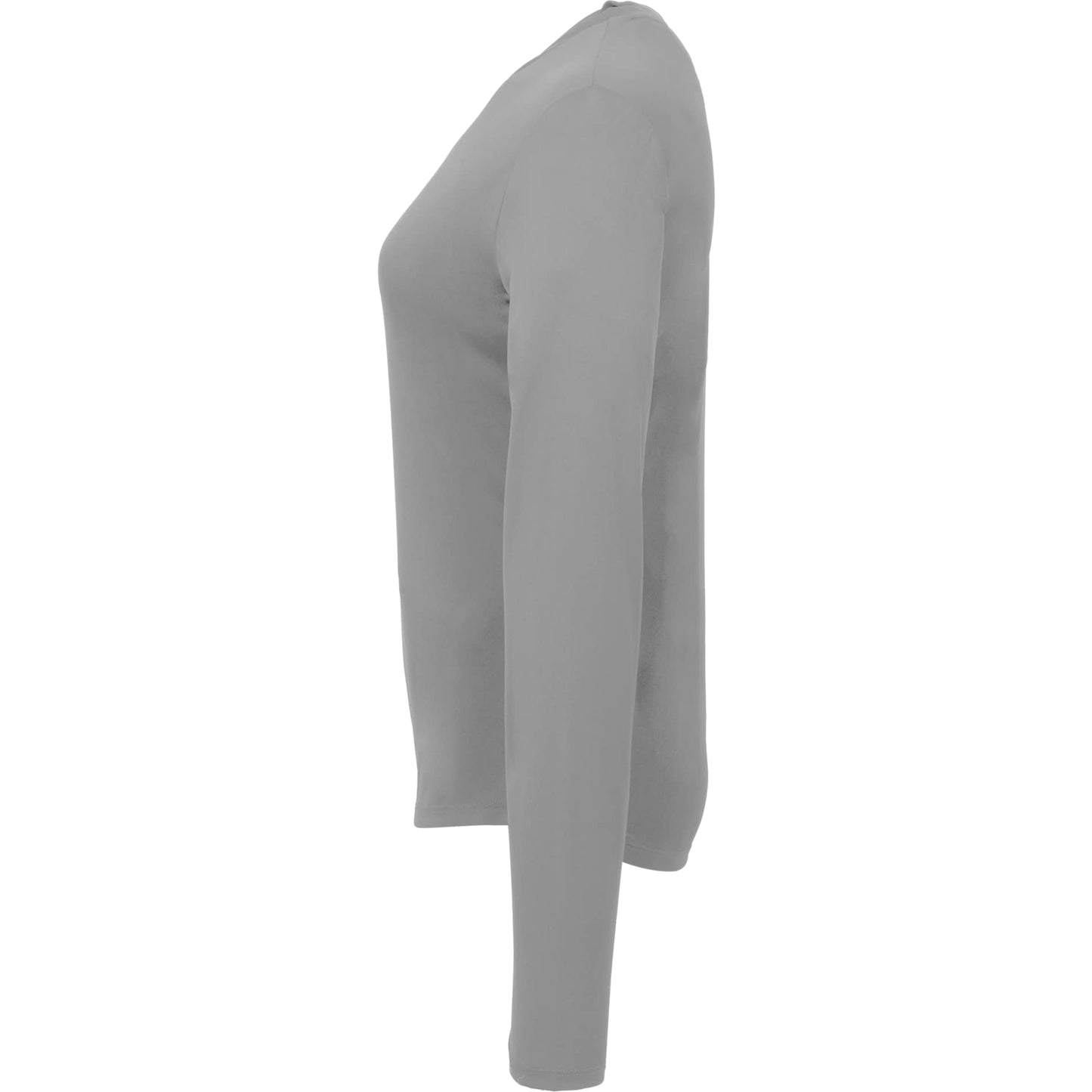 Left View of Grey DARA LS Tech Tee - Women's plain