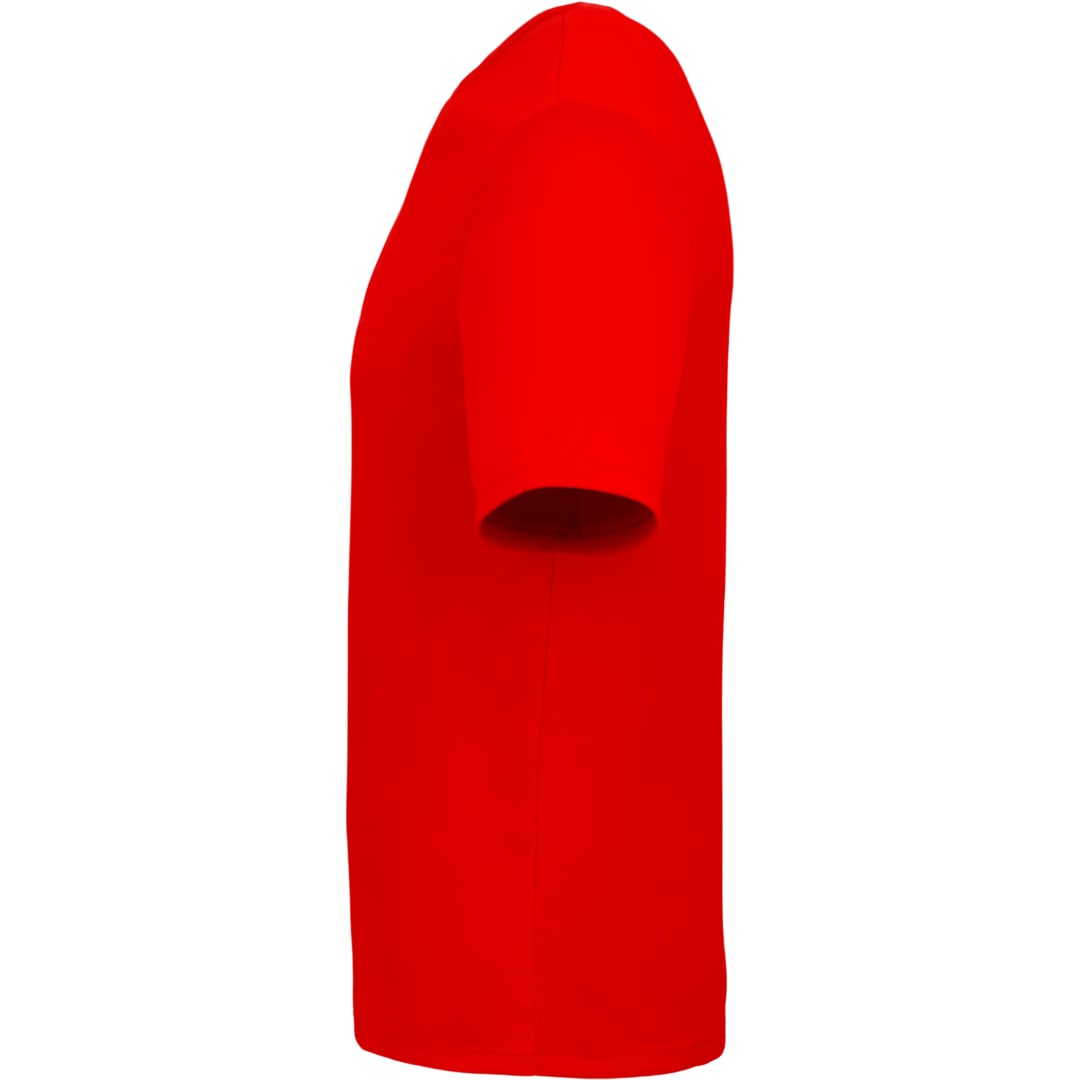 Left View of Red DARA SS Tech Tee - Men's plain
