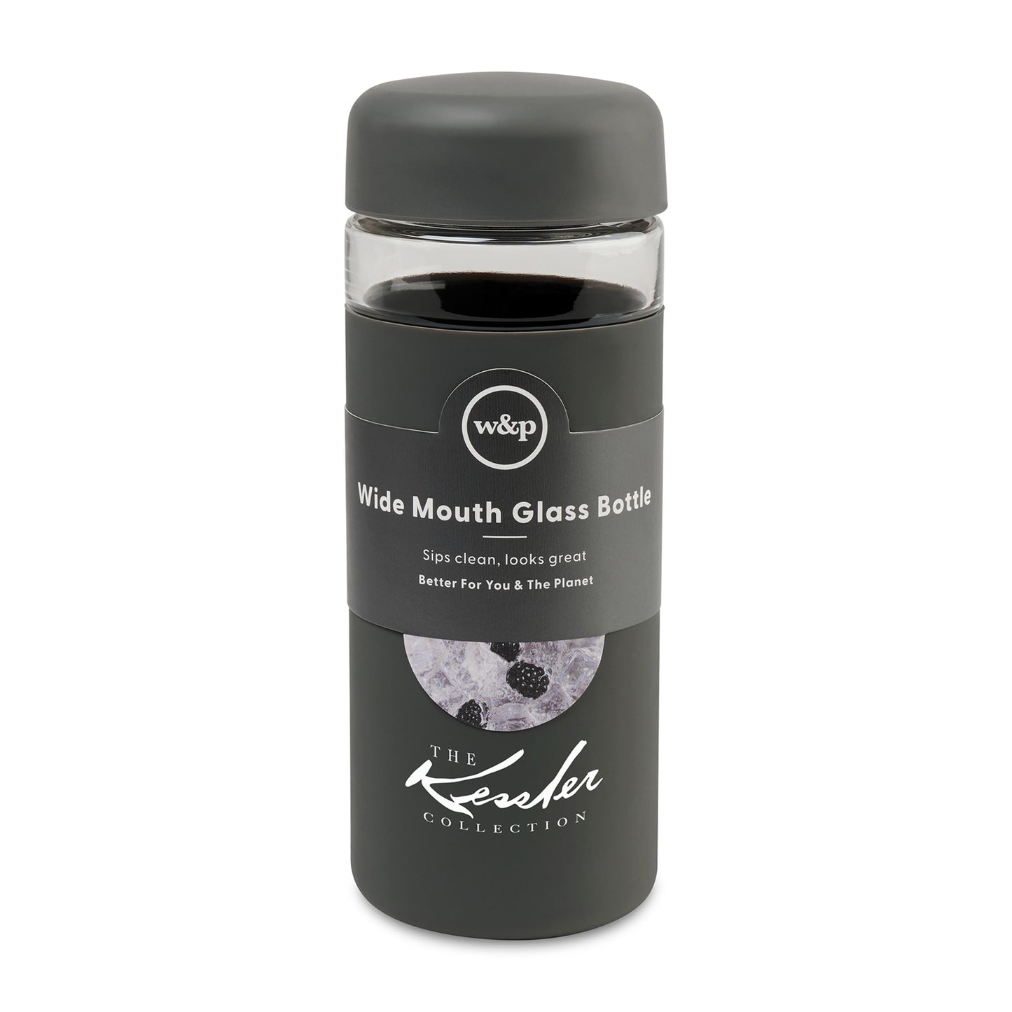 Charcoal W&P Wide Mouth Glass Bottle 16 Oz.