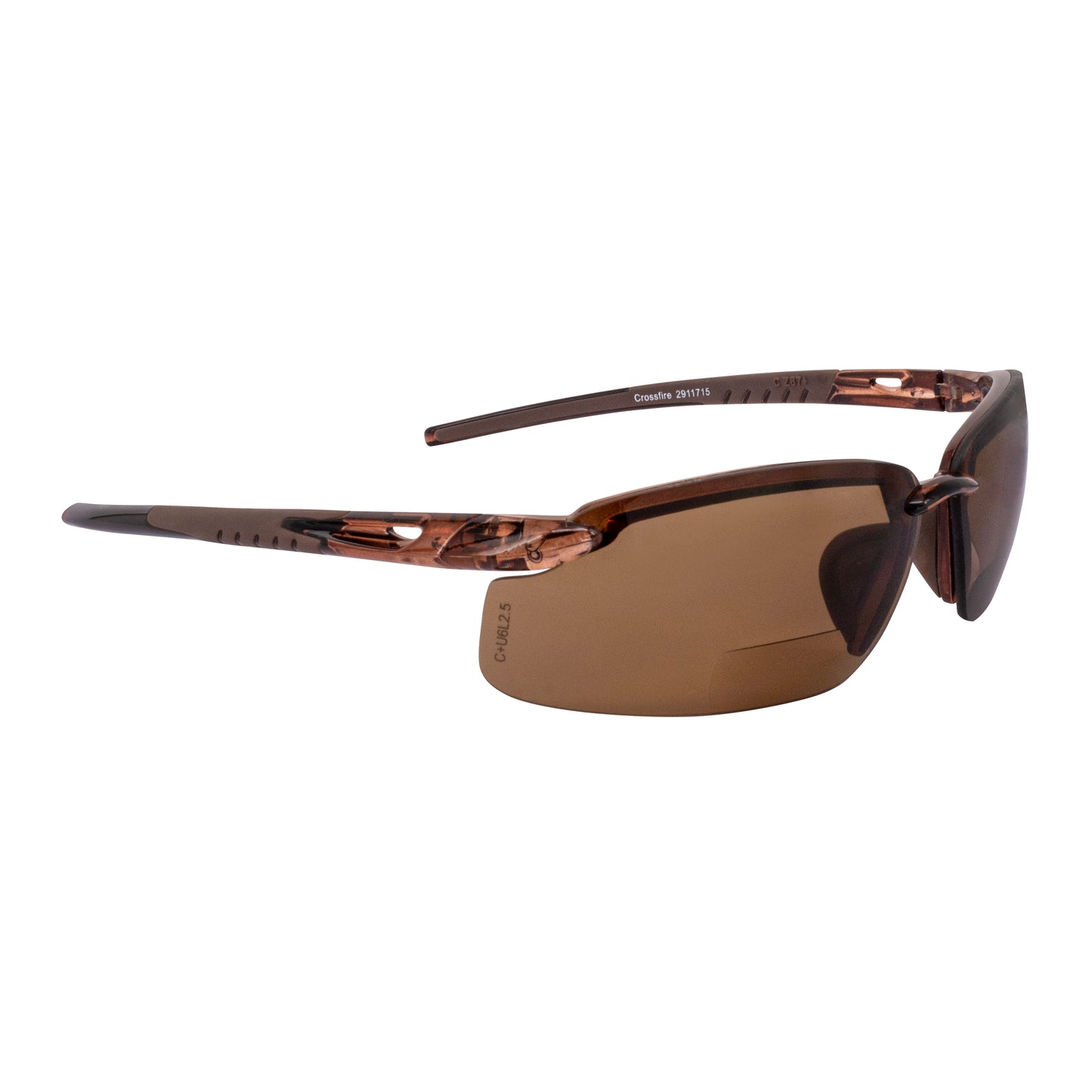 ES5 Bifocal Safety Eyewear - Crystal Brown Frame - HD Brown Lens - 1.5 Diopter