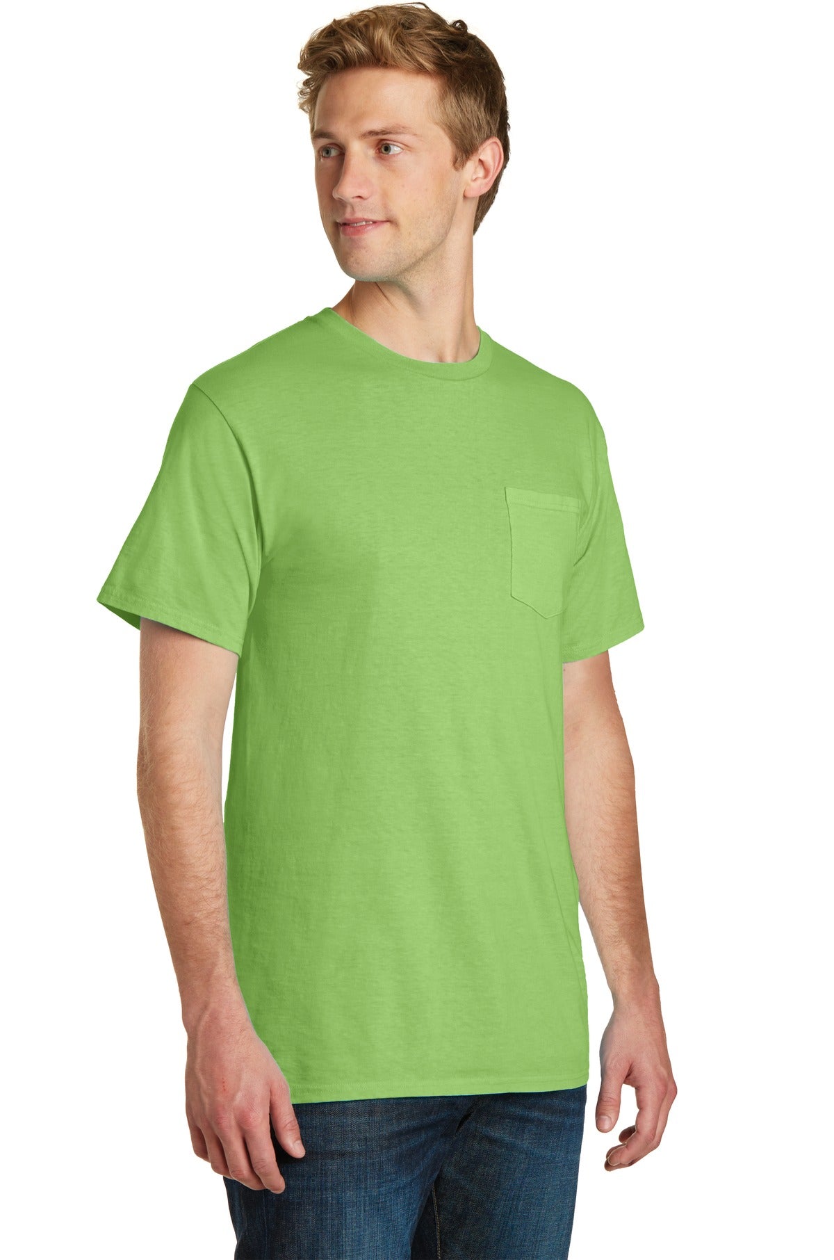 Limeade Port & Company Beach Wash Garment-Dyed Pocket Tee. PC099P
