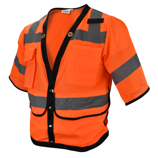 SV59-3 Type R Class 3 Heavy Duty Mesh Surveyor Vest - Orange - Size XL