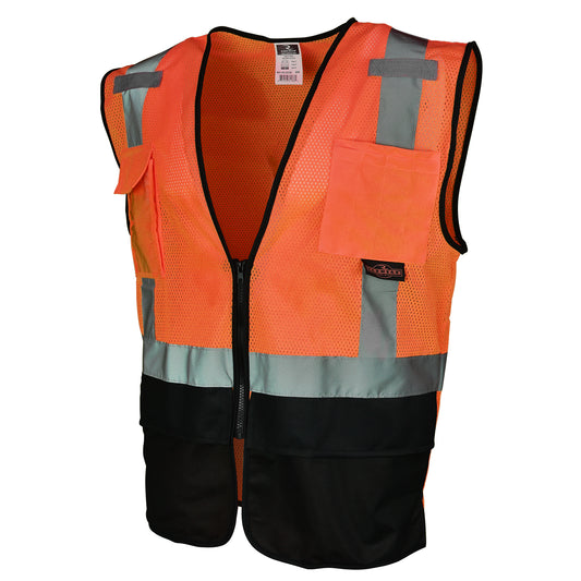 SV7B Type R Class 2 Black Bottom Surveyor Safety Vest - Orange - Size S-M