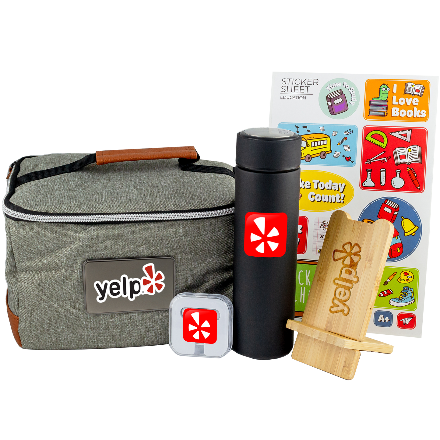 Lunch Gift Set with Insulated Bag, Soft-Touch Bottle & Wireless Charger