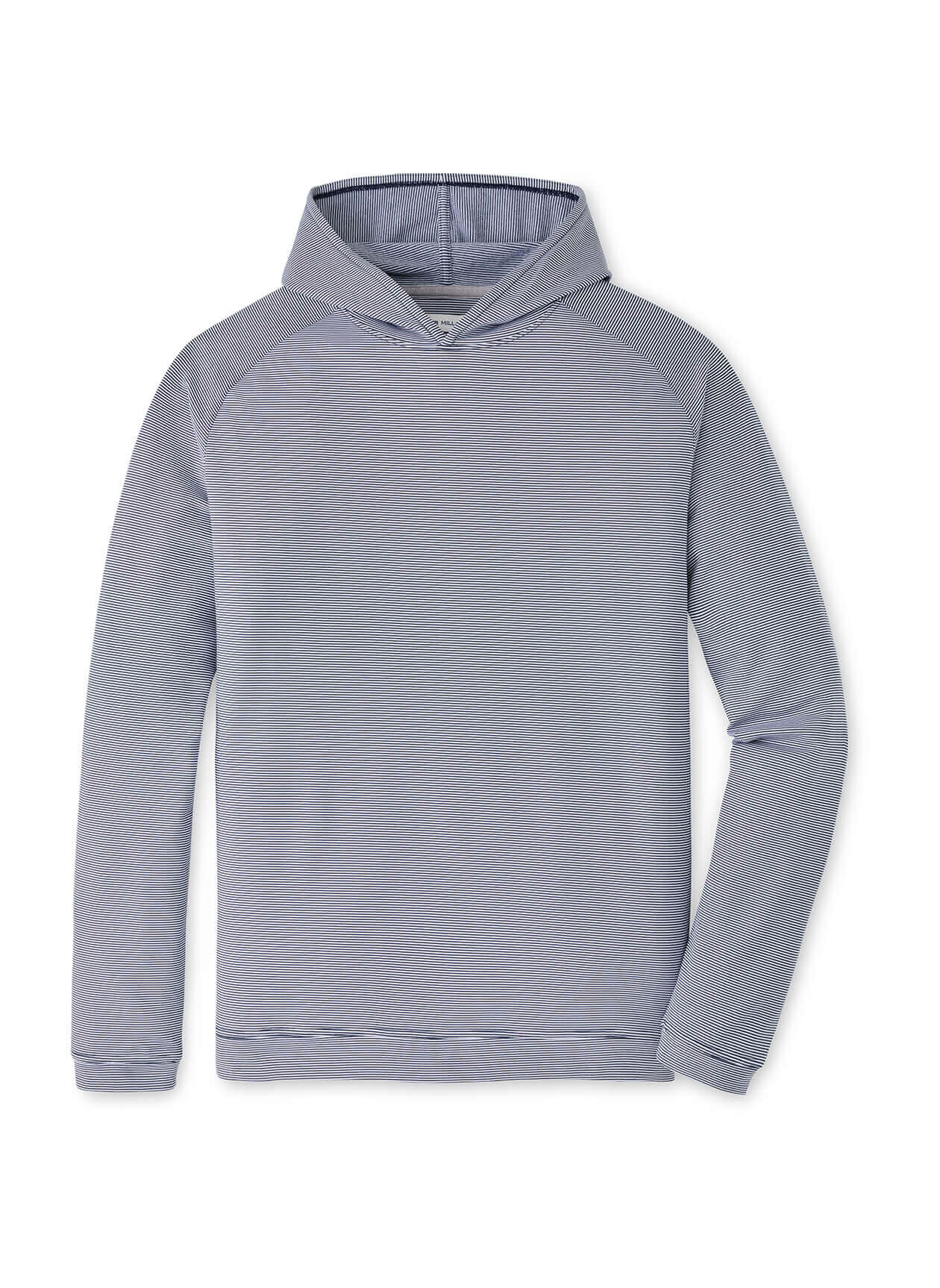 Peter Millar Men's Collegiate Pine Sugar Stripe Hoodie - Cottage Blue - MD