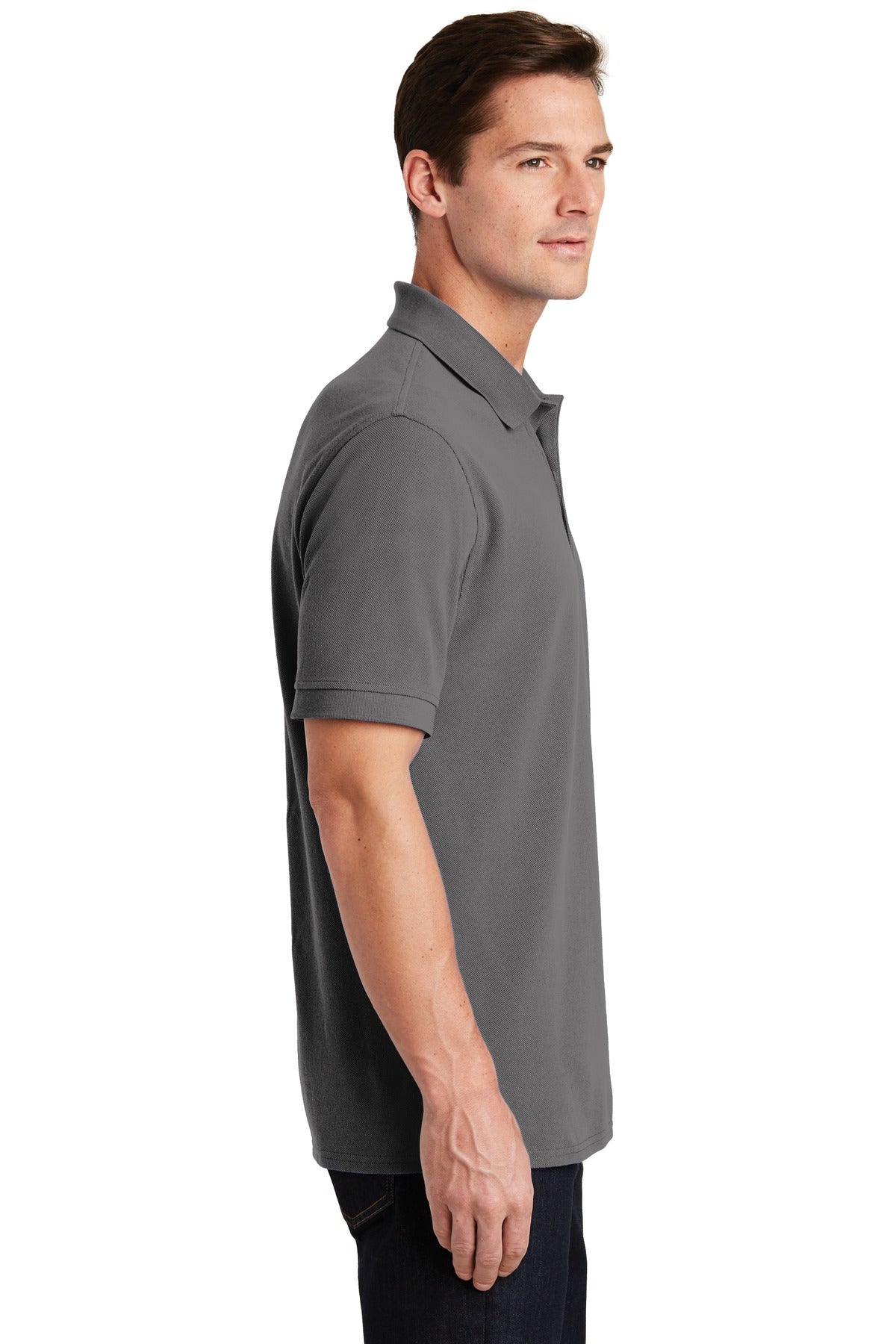 Medium Grey Port & Company Combed Ring Spun Pique Polo. KP1500