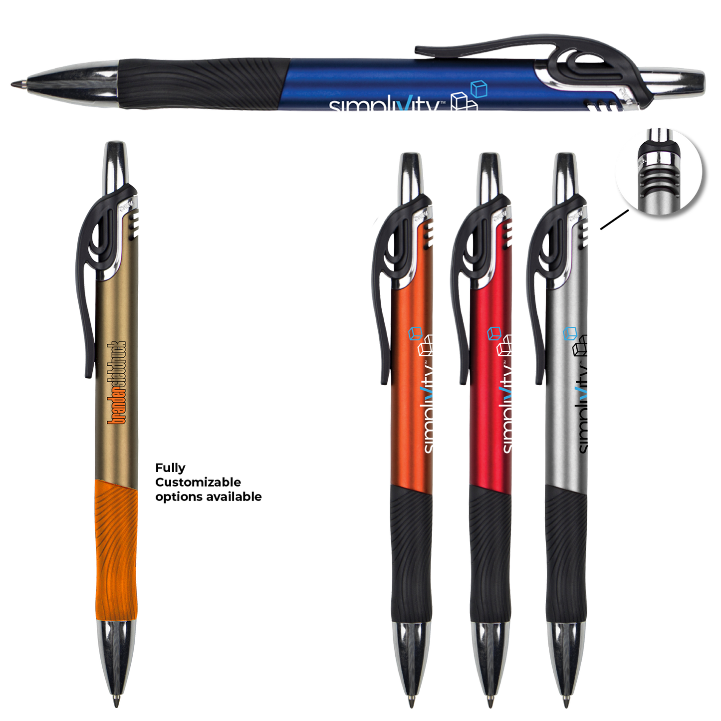 Blue Metallic Gripper Pen