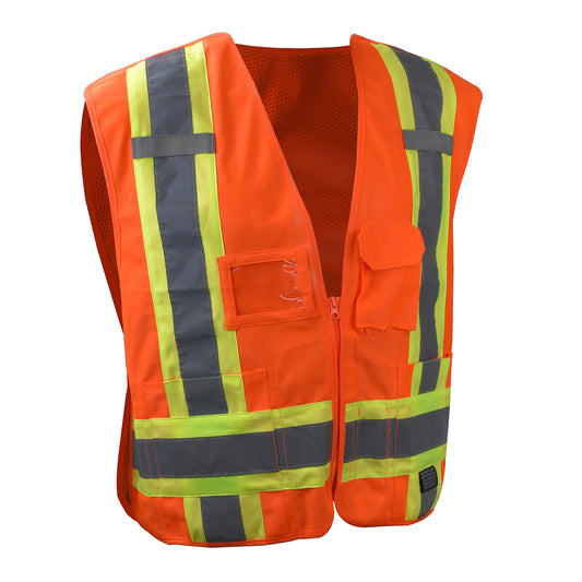 SV020X-2 Heavy Duty 7-Pocket Tear Away Cruiser Vest X-Back - Hi Vis Orange - Size XL