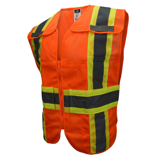 SV24-2 Type R Class 2 Breakaway Expandable Two Tone Mesh Safety Vest - Orange - Size XL-2X