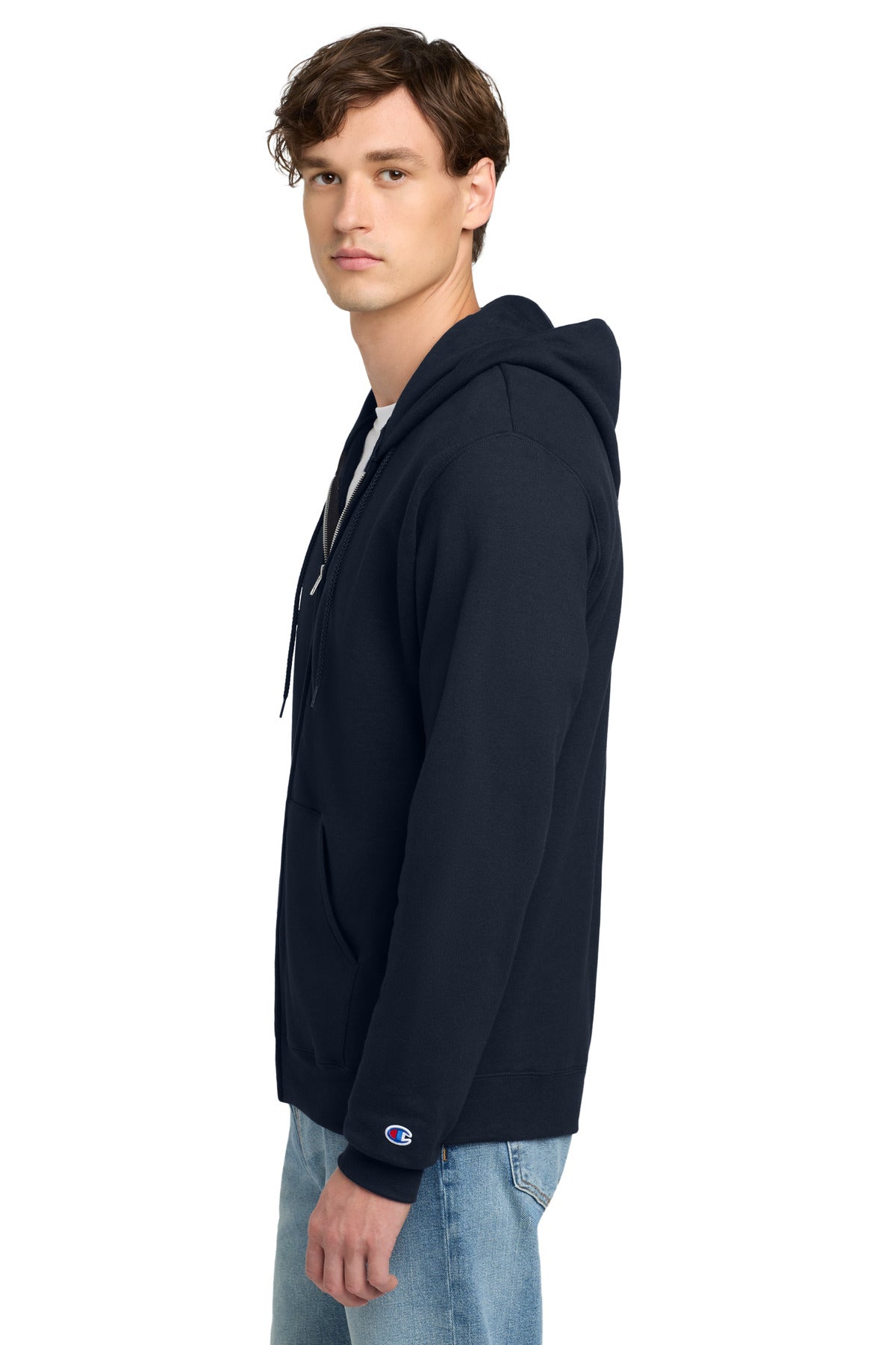 Navy Champion Powerblend Full-Zip Hoodie.S800