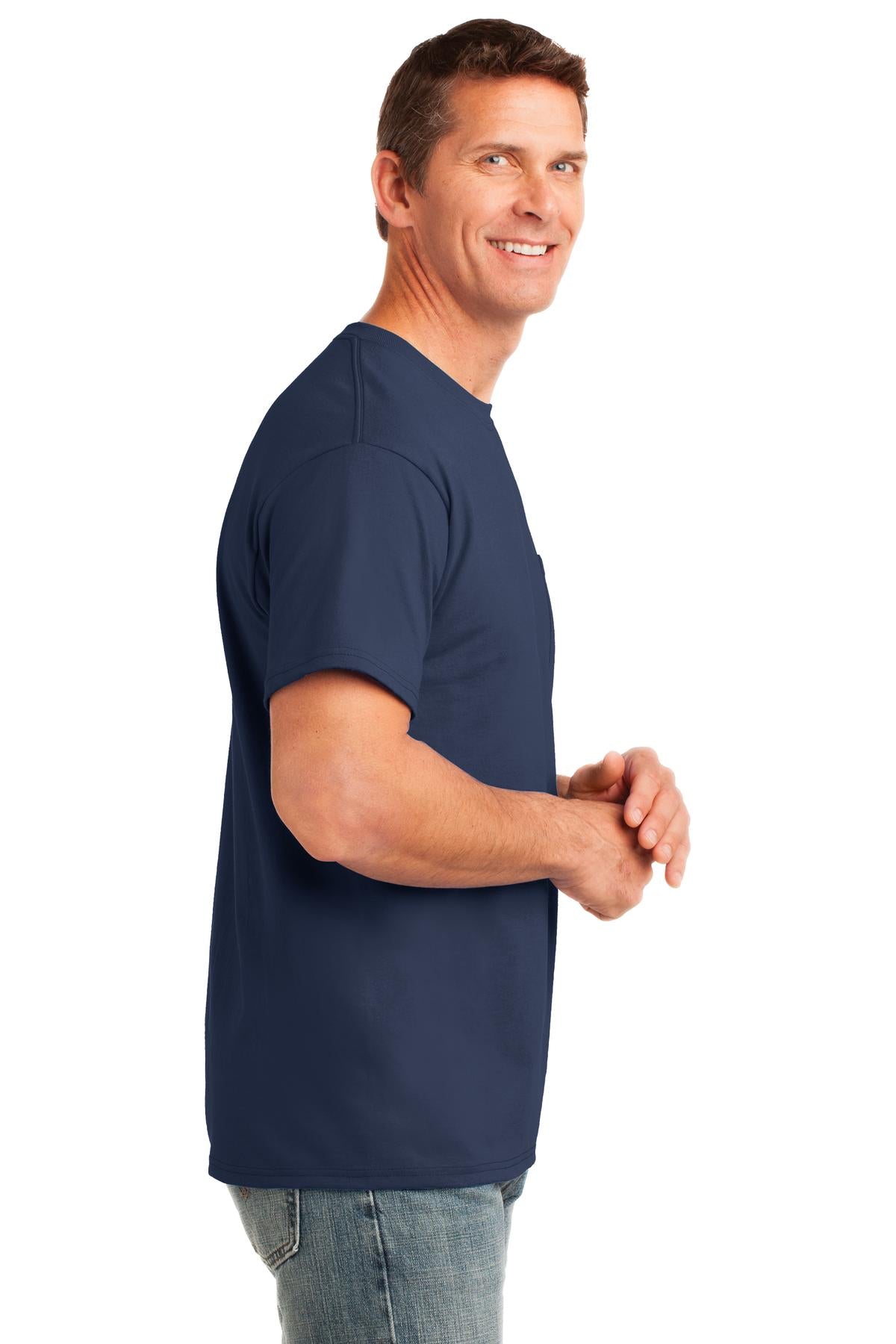 Navy Port & Company Core Cotton Pocket Tee. PC54P
