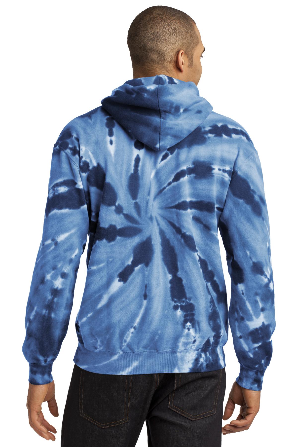 Navy Port & Company Tie-Dye Pullover Hooded Sweatshirt. PC146