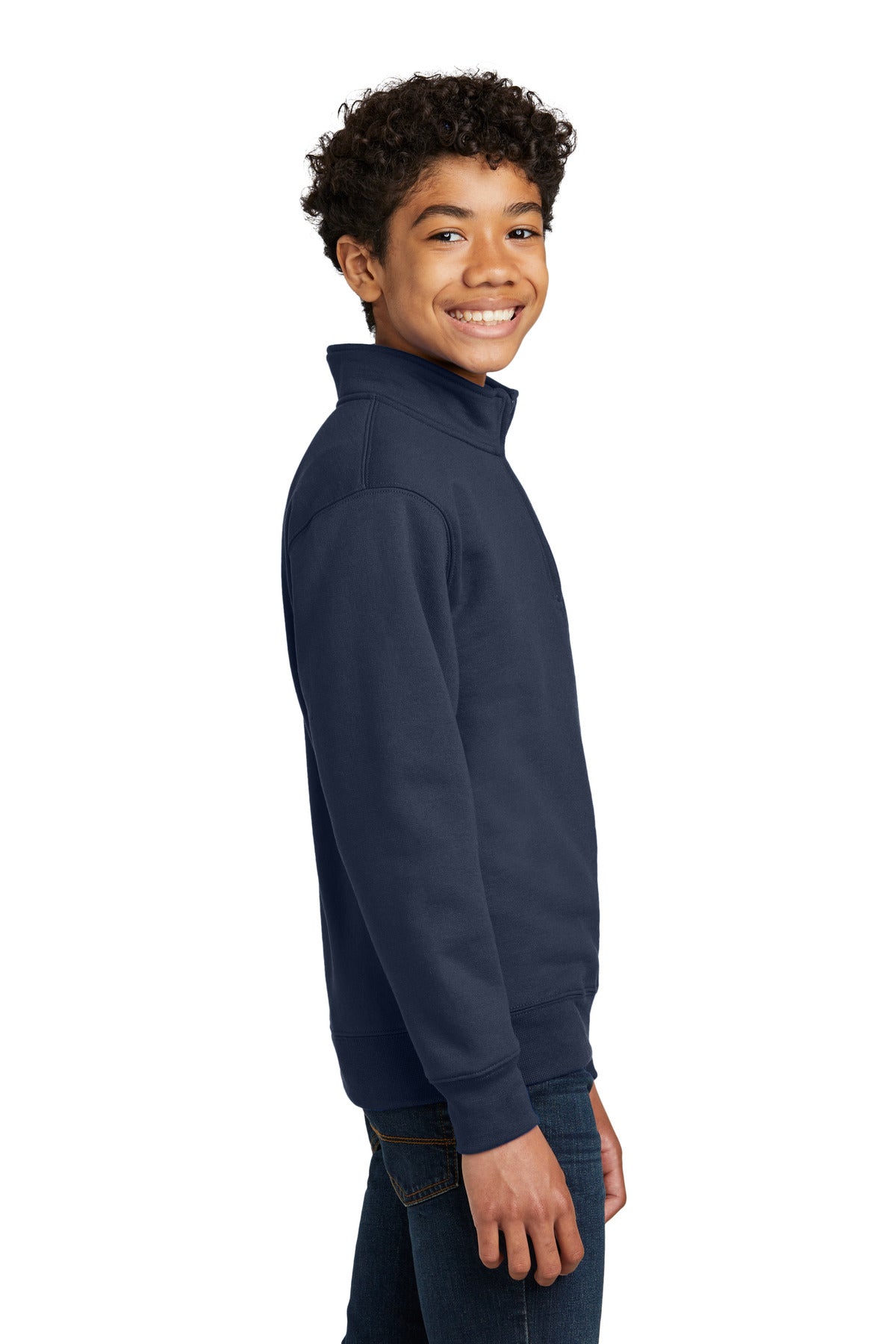 Navy Port & Company Youth Core Fleece 1/4-Zip Pullover Sweatshirt PC78YQ