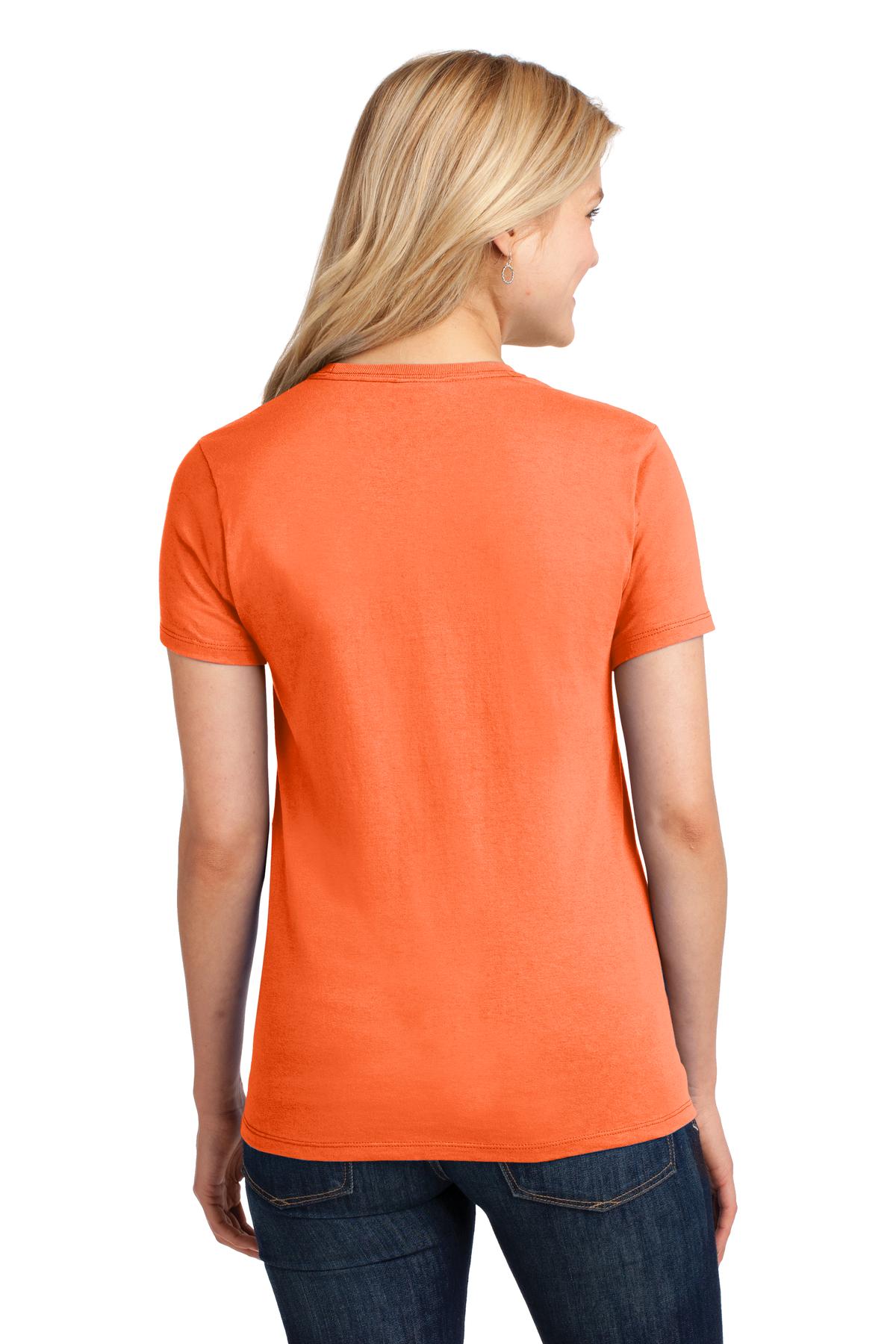 Neon Orange Port & Company Women's Core Cotton Tee. LPC54