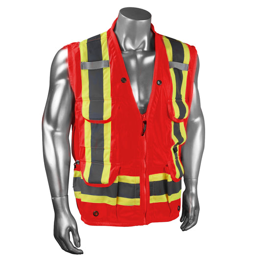SV030X-1 Heavy Duty 10-Pocket Cruiser Vest with Back Pouch X-Back - Red - Size XL