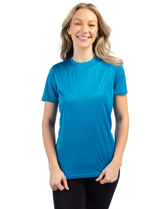 Ocean Blue Clique Spin Eco Performance Jersey Short Sleeve Womens Tee - XS