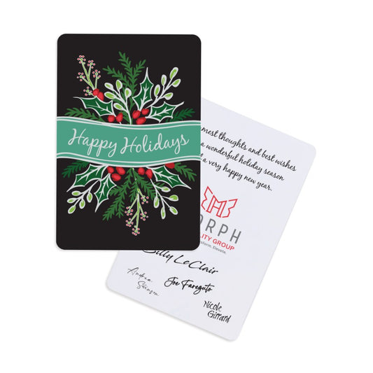 White Festive Flourish Holiday Greeting Card