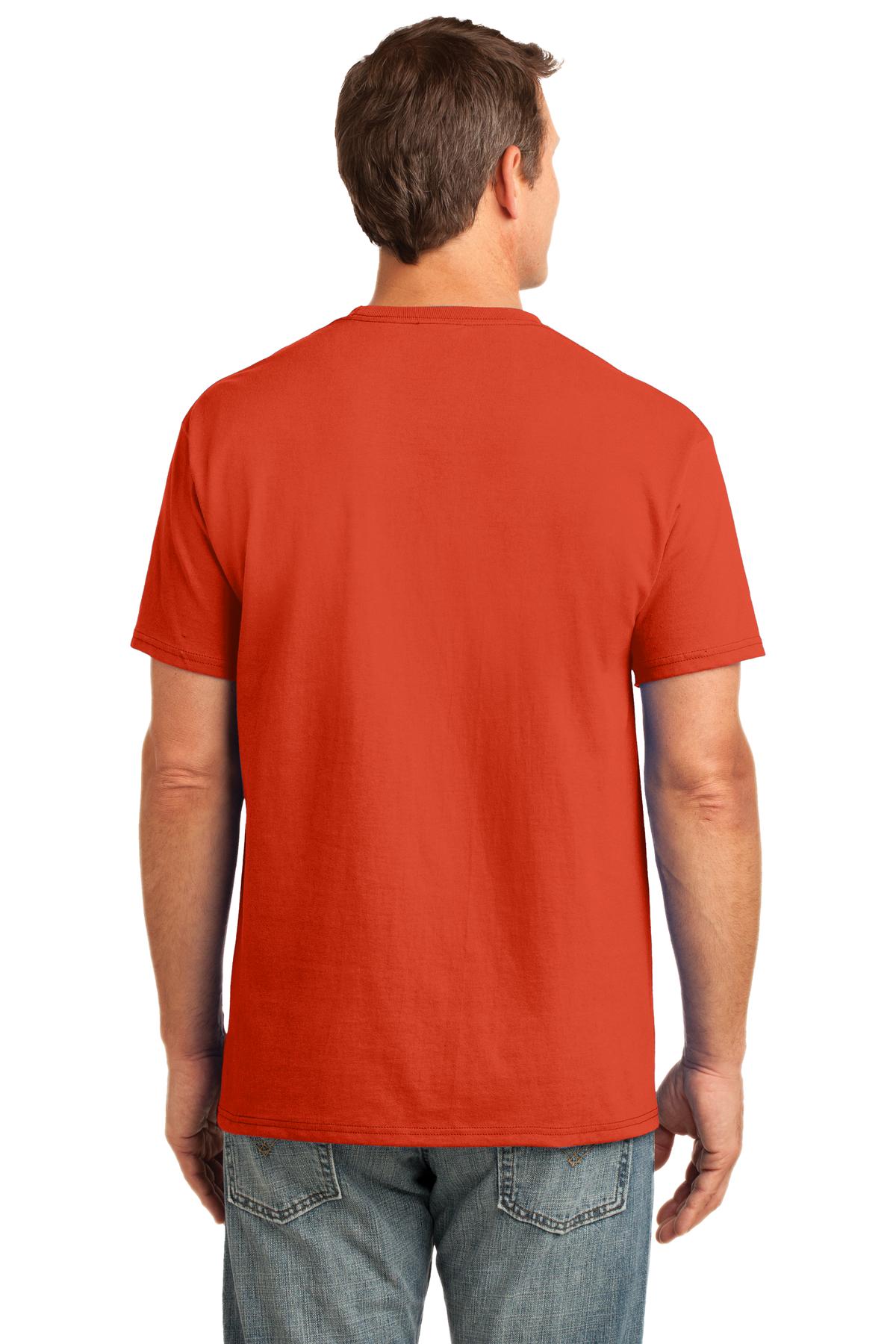 Orange Port & Company Core Cotton Pocket Tee. PC54P