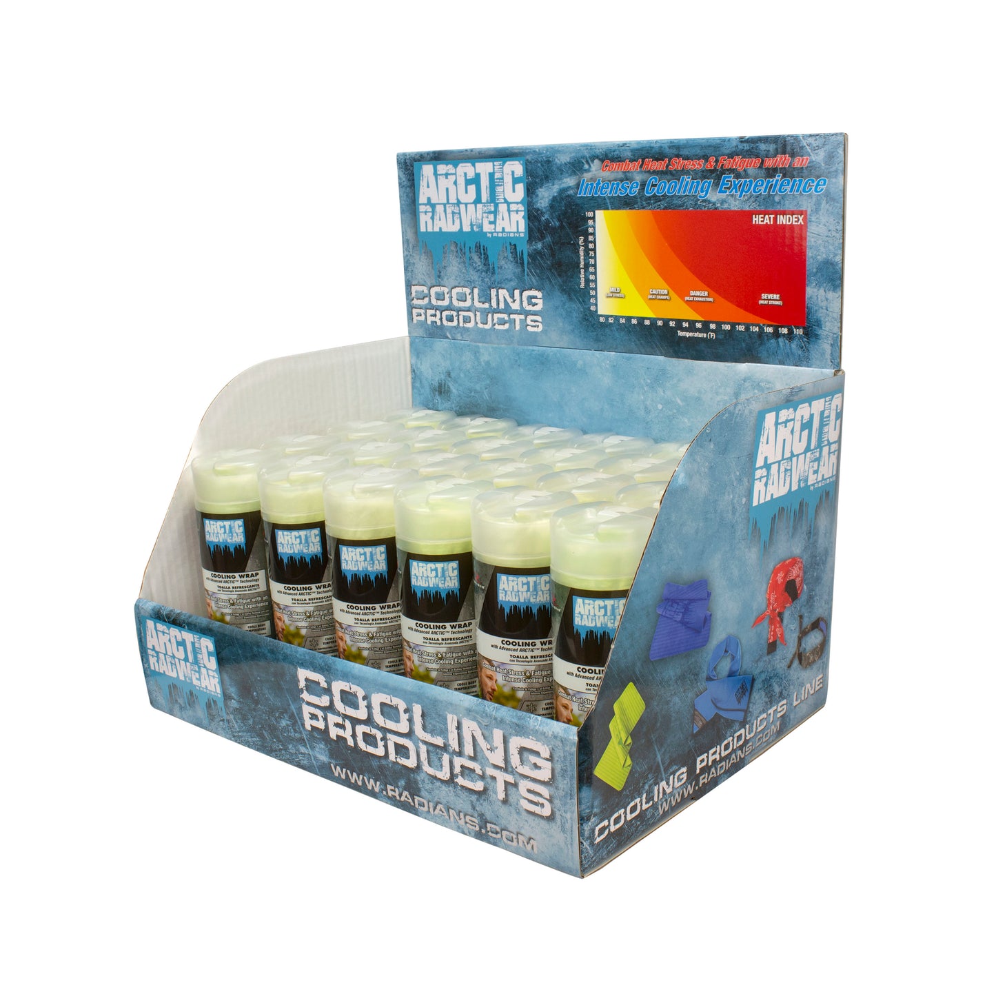 Arctic Radwear® Cooling Wrap Counter Display - 24 Lime