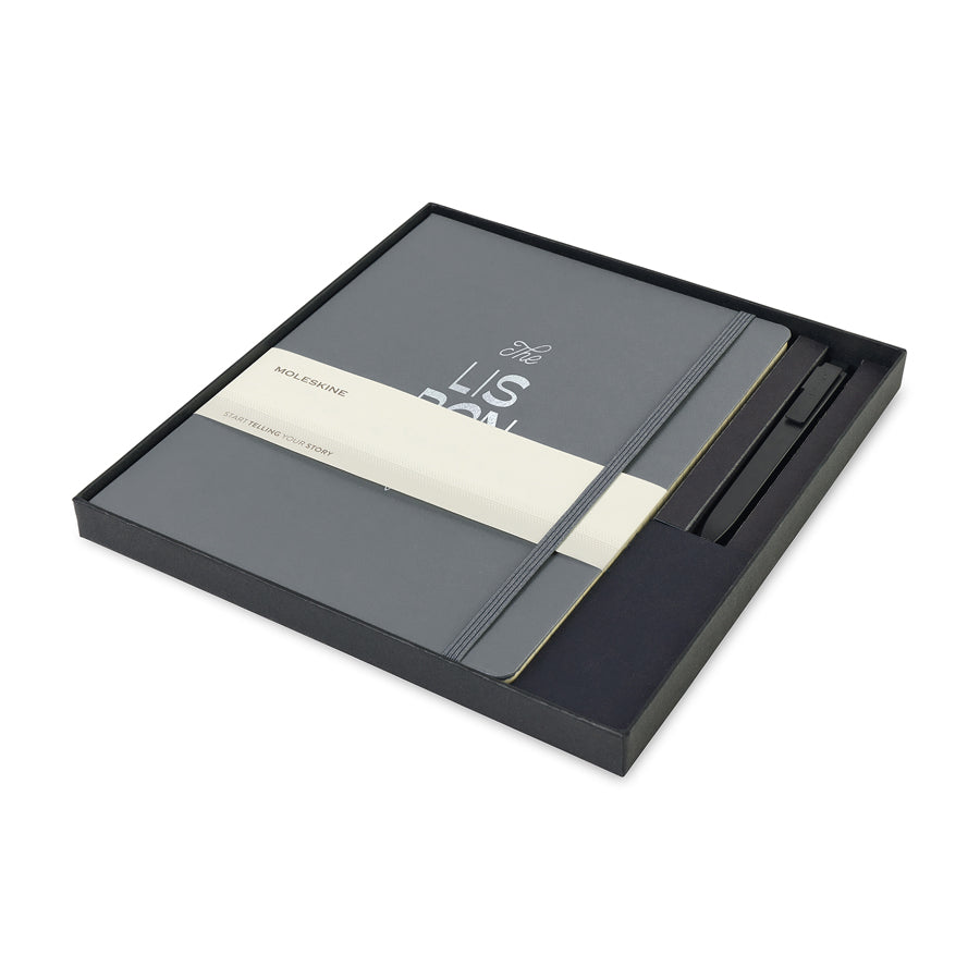 Slate Grey Moleskine® X-Large Notebook and GO Pen Gift Set