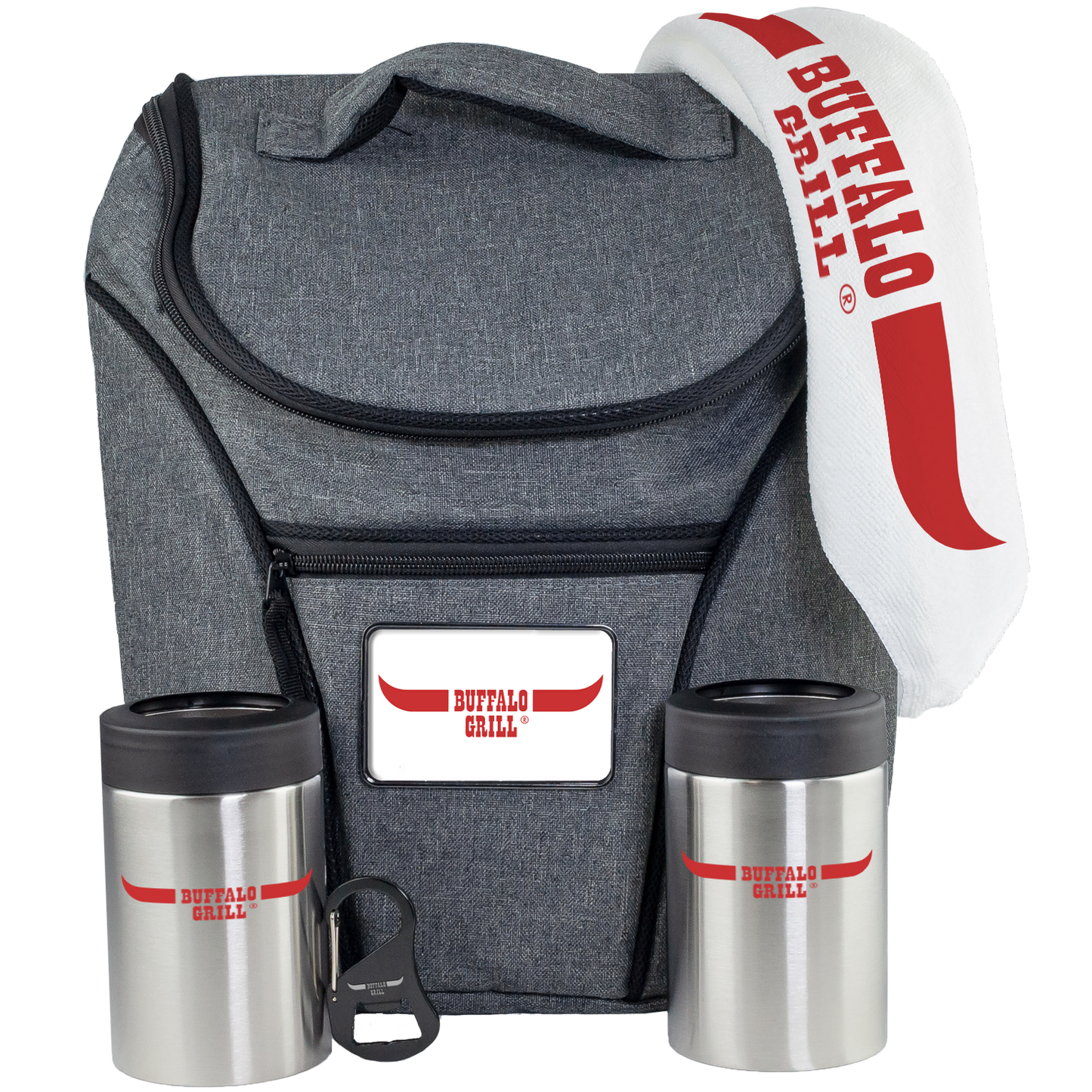 Outdoor Event Kit with Cooler Backpack, Drink Holders & Bottle Opener