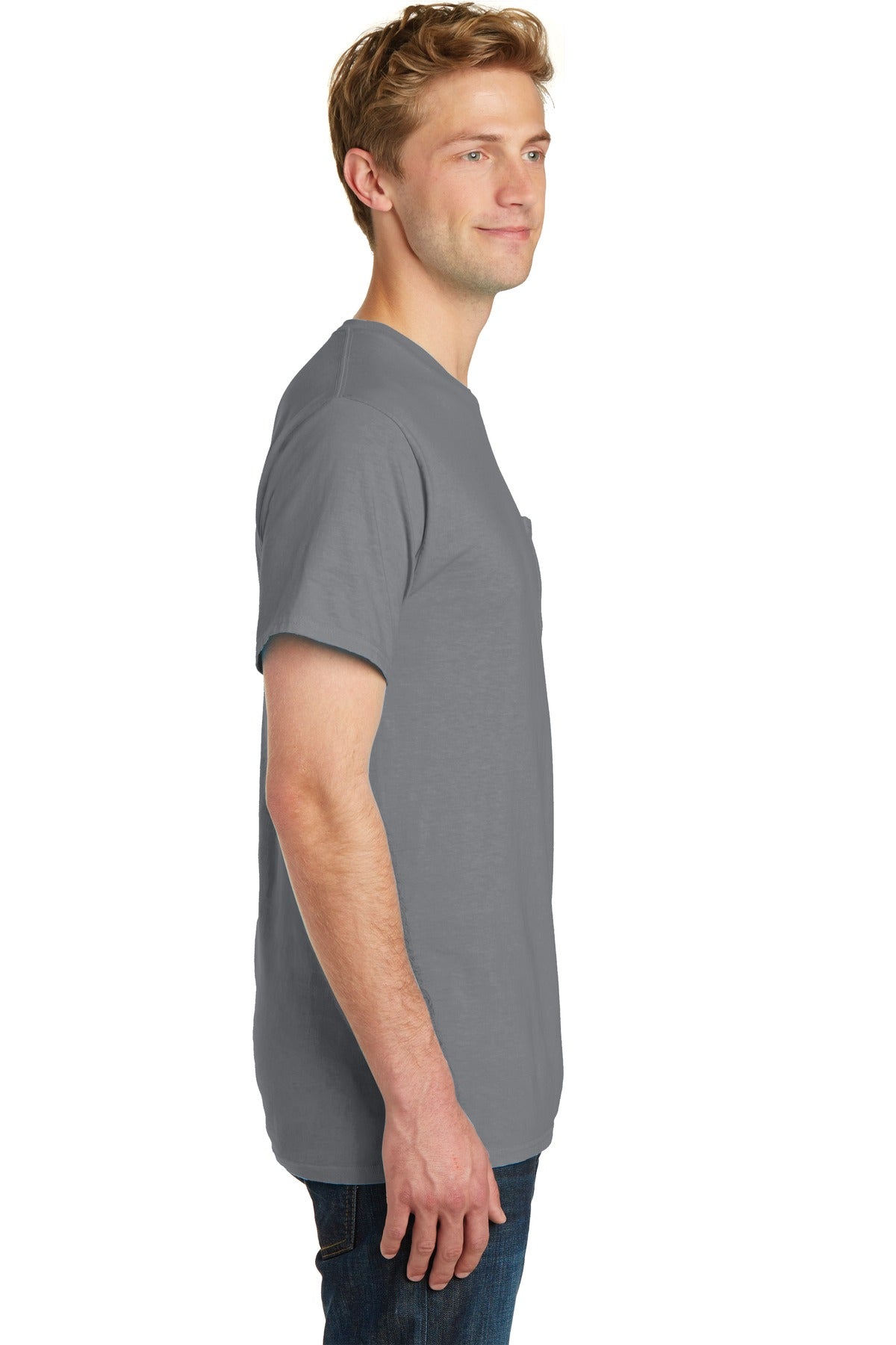 Pewter Port & Company Beach Wash Garment-Dyed Pocket Tee. PC099P