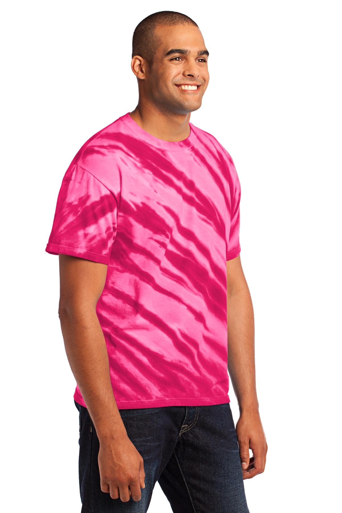 Pink Port & Company - Tiger Stripe Tie-Dye Tee. PC148