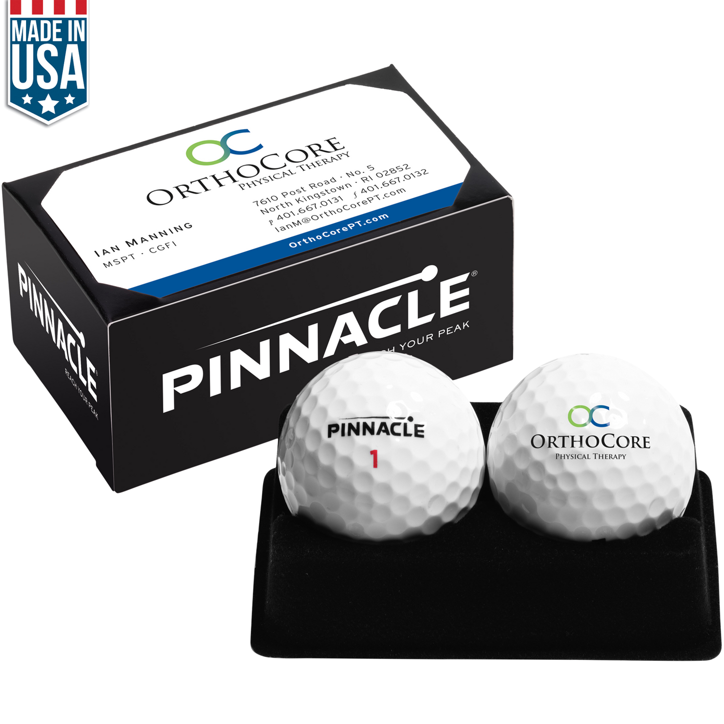 White Pinnacle Distance 2- Golf Ball Business Card Box