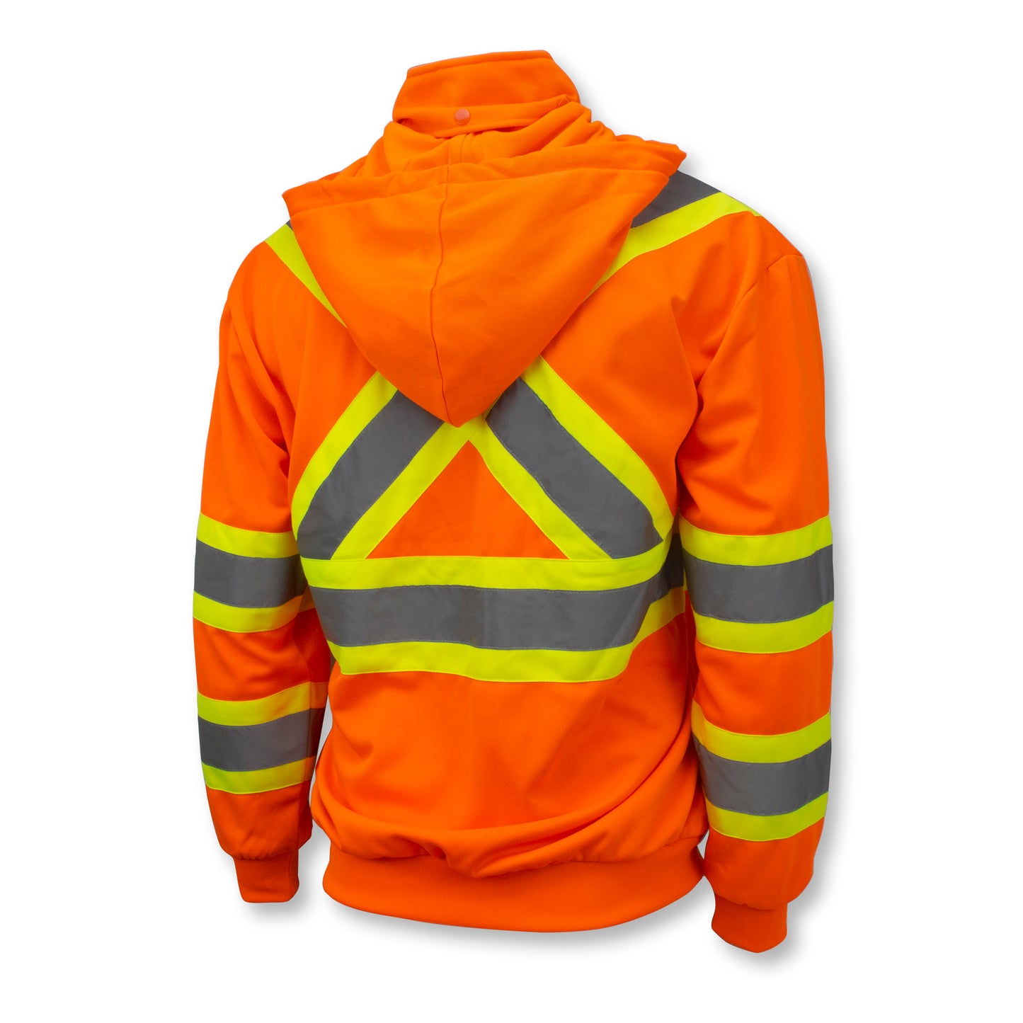 SW01X-2 High Neck Zip Front X-Back Hooded Sweatshirt - Hi Vis Lime - 2X