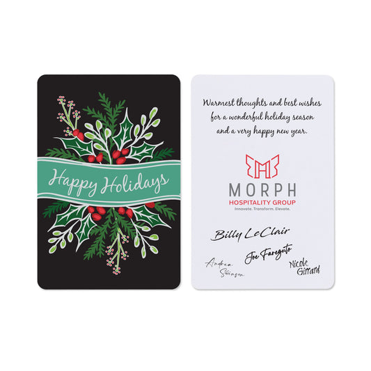 White Festive Flourish Holiday Greeting Card