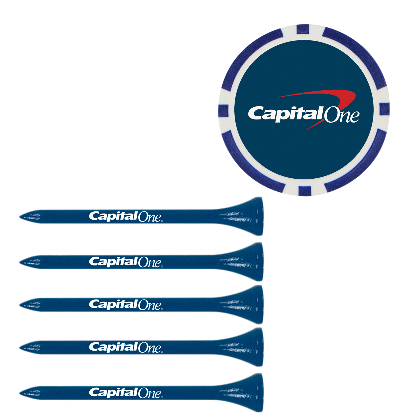 Poker Chip Ball Marker with (5) 2-3/4" Tees