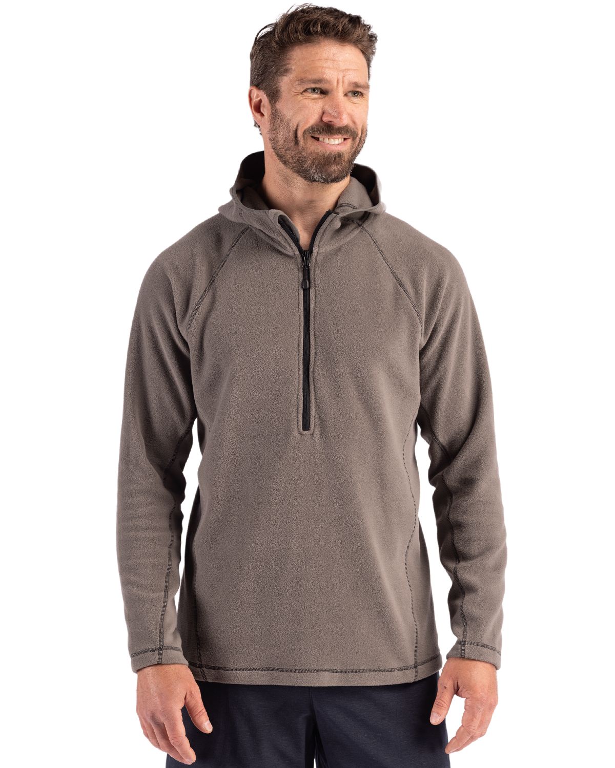 Pure Slate Clique Powder Recycled Fleece Mens Half Zip Hooded Pullover - S