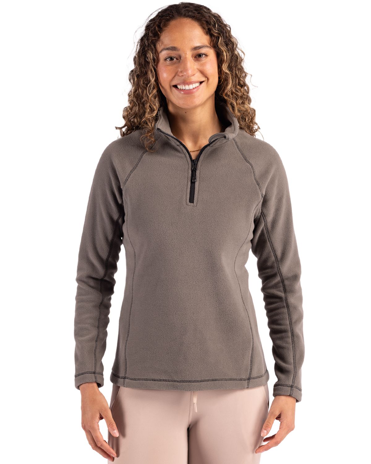 Pure Slate Clique Powder Recycled Fleece Womens Quarter Zip Pullover - XS