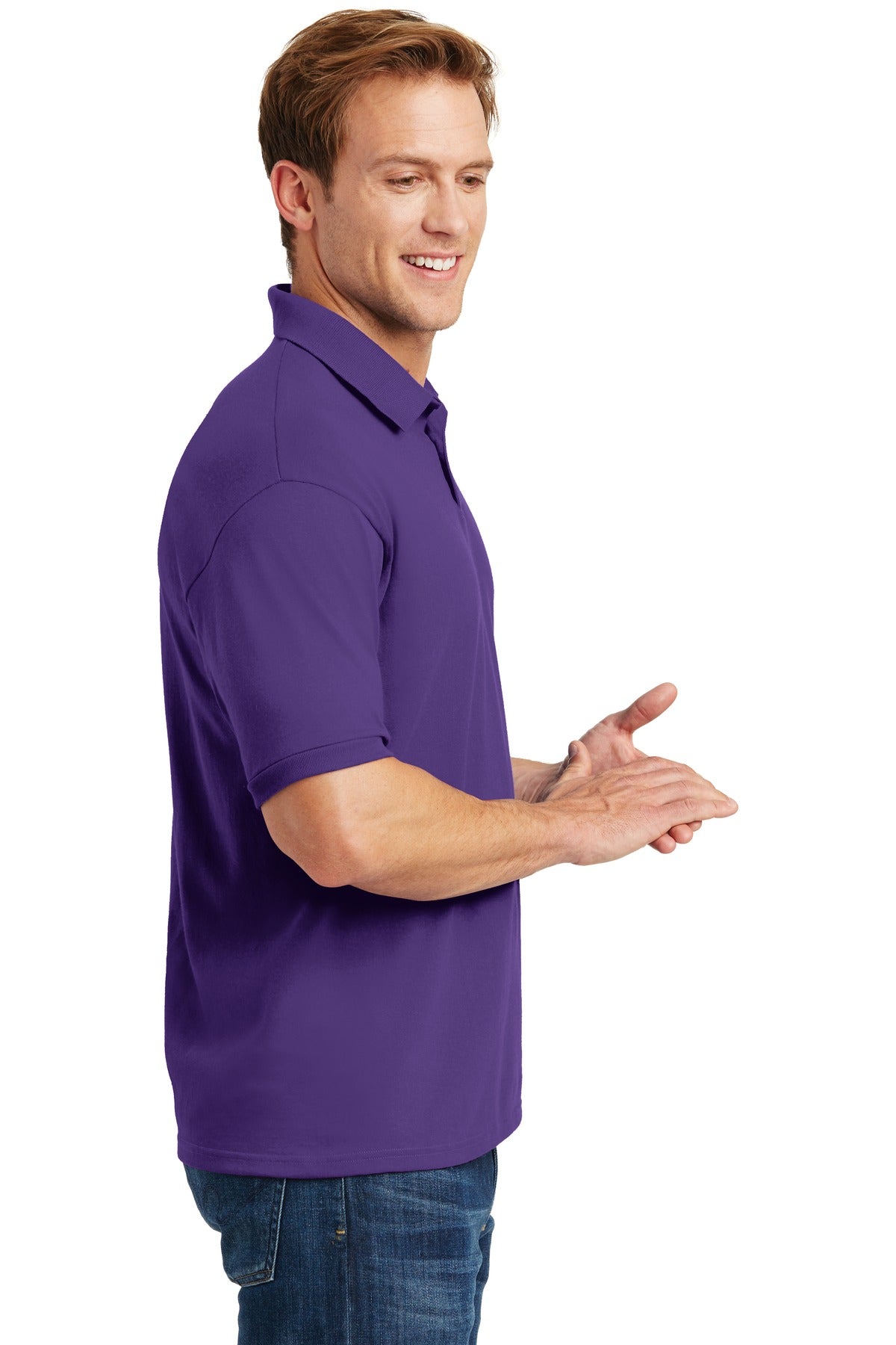 Purple Hanes EcoSmart - 5.2-Ounce Jersey Knit Sport Shirt 054X