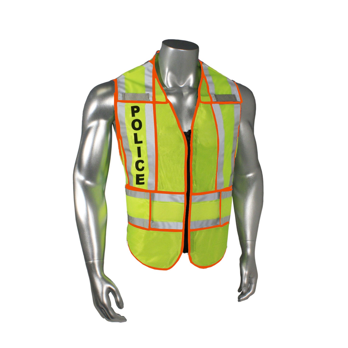 LHV-207-SPT Class 2 Breakaway Vest - Police - Orange Trim - Green - Size M-XL