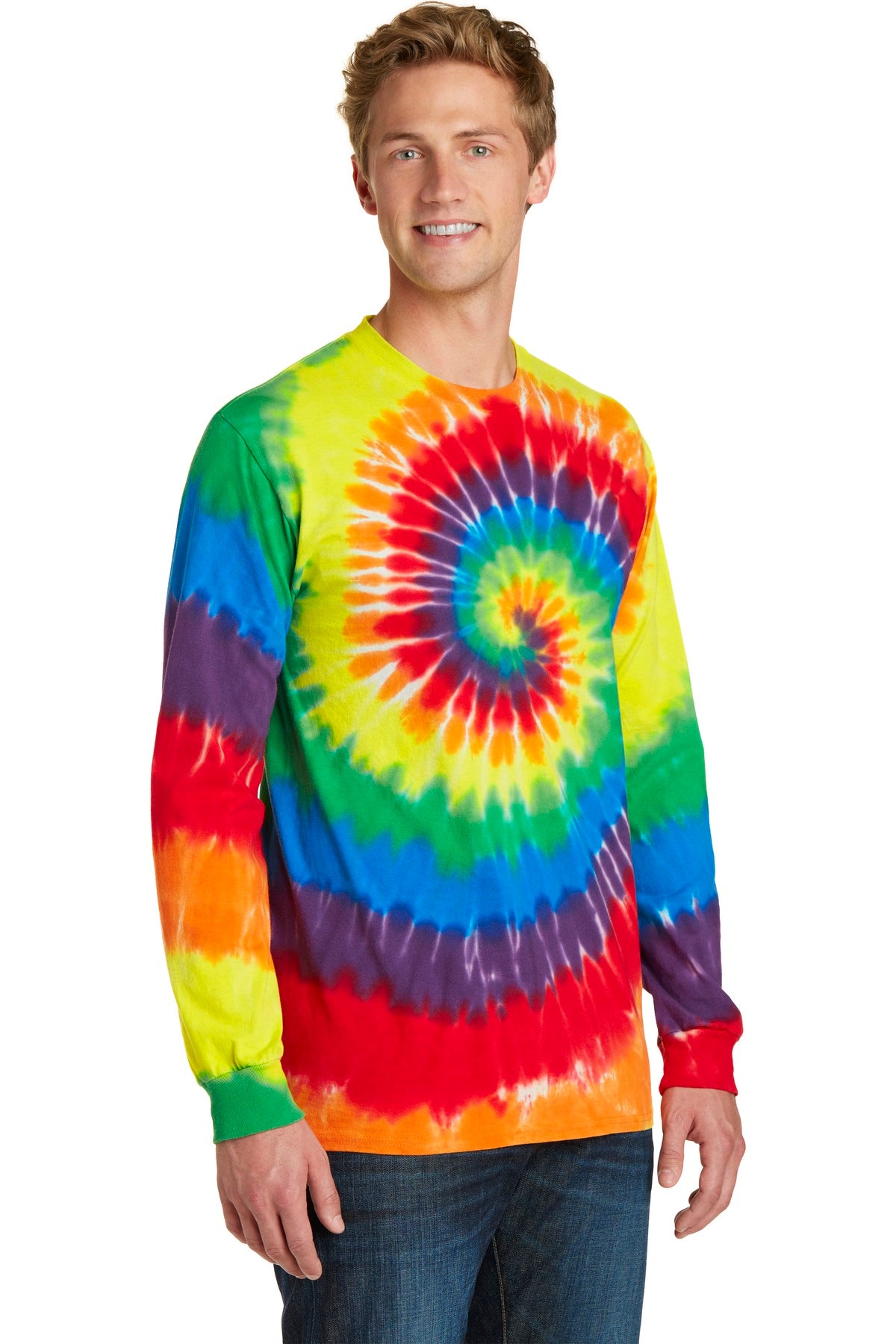 Rainbow Port & Company Tie-Dye Long Sleeve Tee. PC147LS