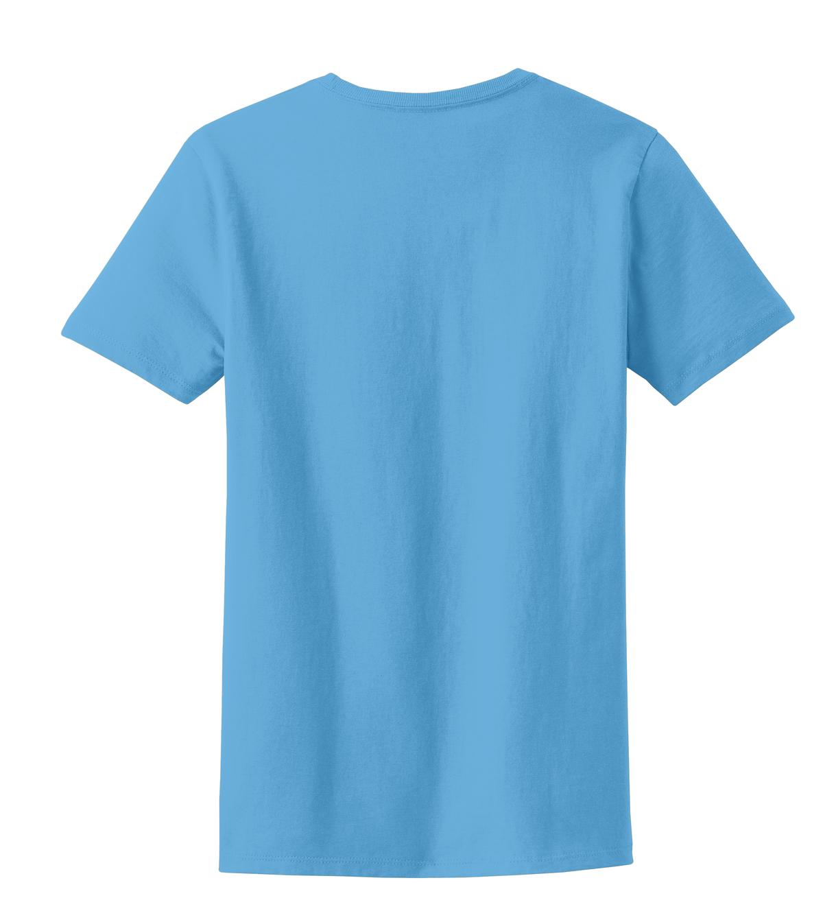 Rear View of Aquatic Blue Port & Company Women's Essential Tee. LPC61