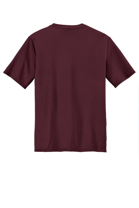 Rear View of Ath Maroon Port & Company Youth Performance Tee. PC380Y