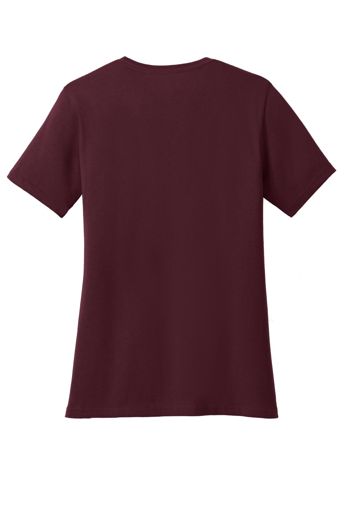 Rear View of Athl Maroon Port & Company Women's Core Cotton Tee. LPC54