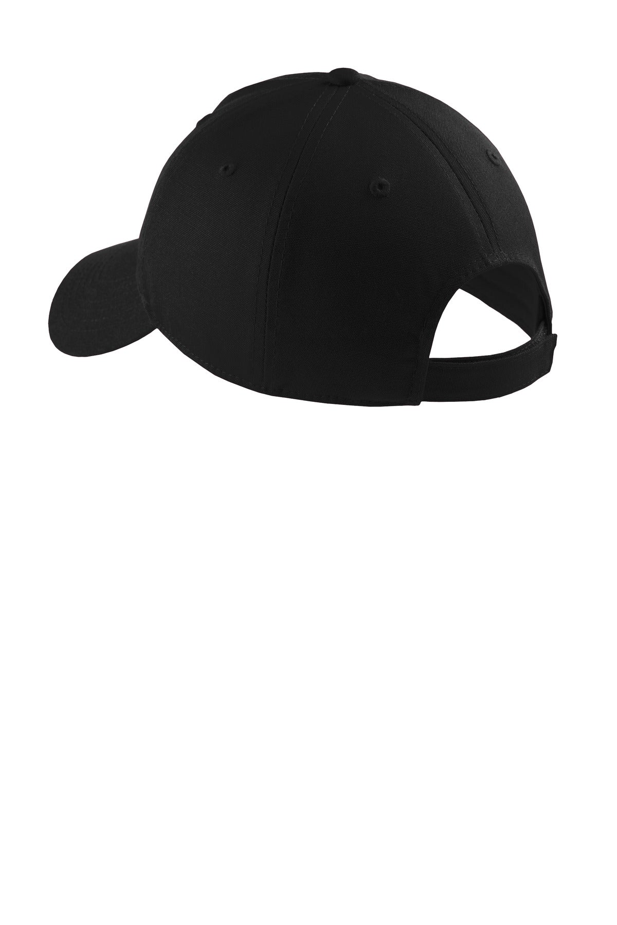 Rear View of Black Port & Company Soft Brushed Canvas Cap. CP96