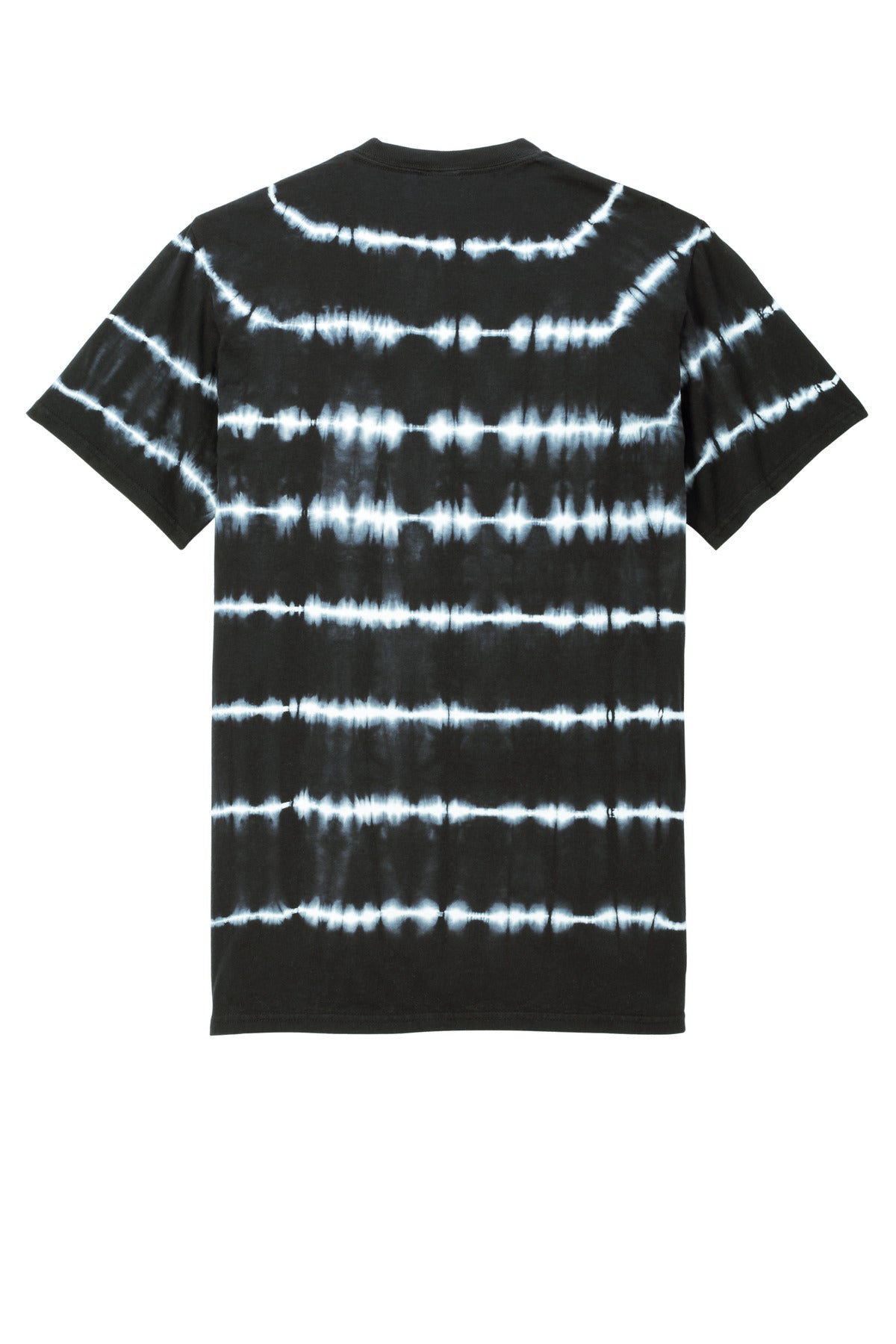 Rear View of Blk/White Port & Company Allover Stripe Tie-Dye Tee PC142