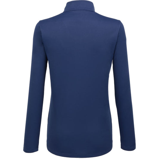 Rear View of Blue DARA Knit Quarter Zip - Women's plain