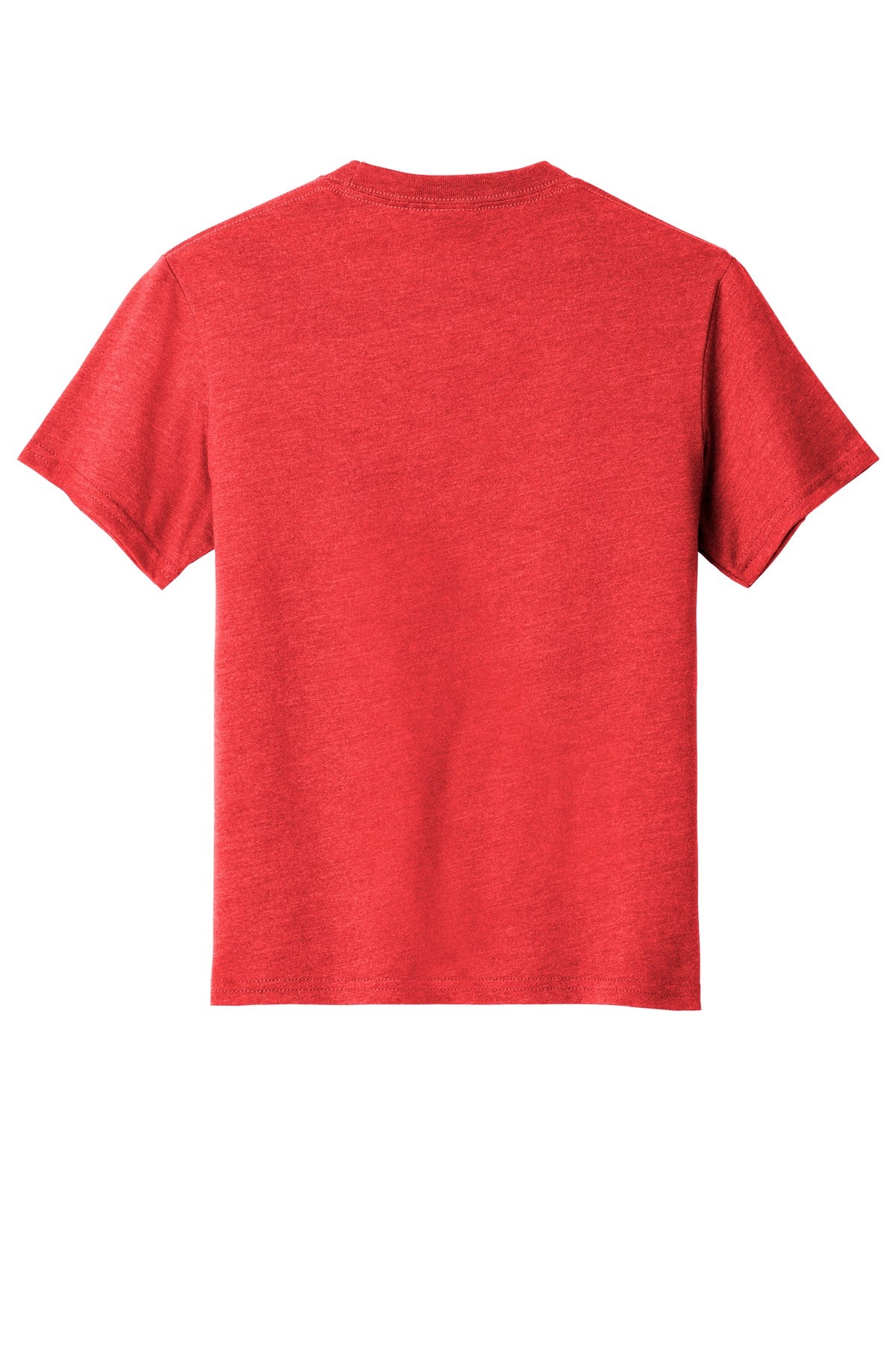 Rear View of Brt Red Hthr Port & Company Youth Fan Favorite Blend Tee. PC455Y