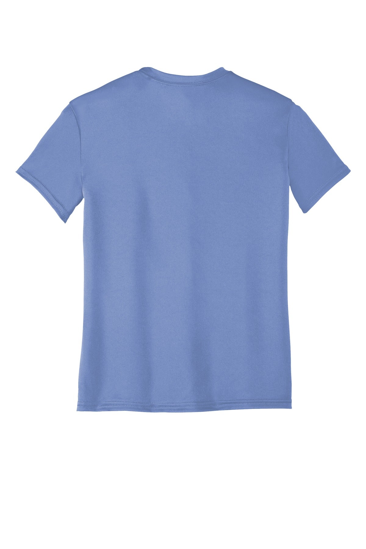 Rear View of Carolina Blue Port & Company Youth Performance Tee. PC380Y