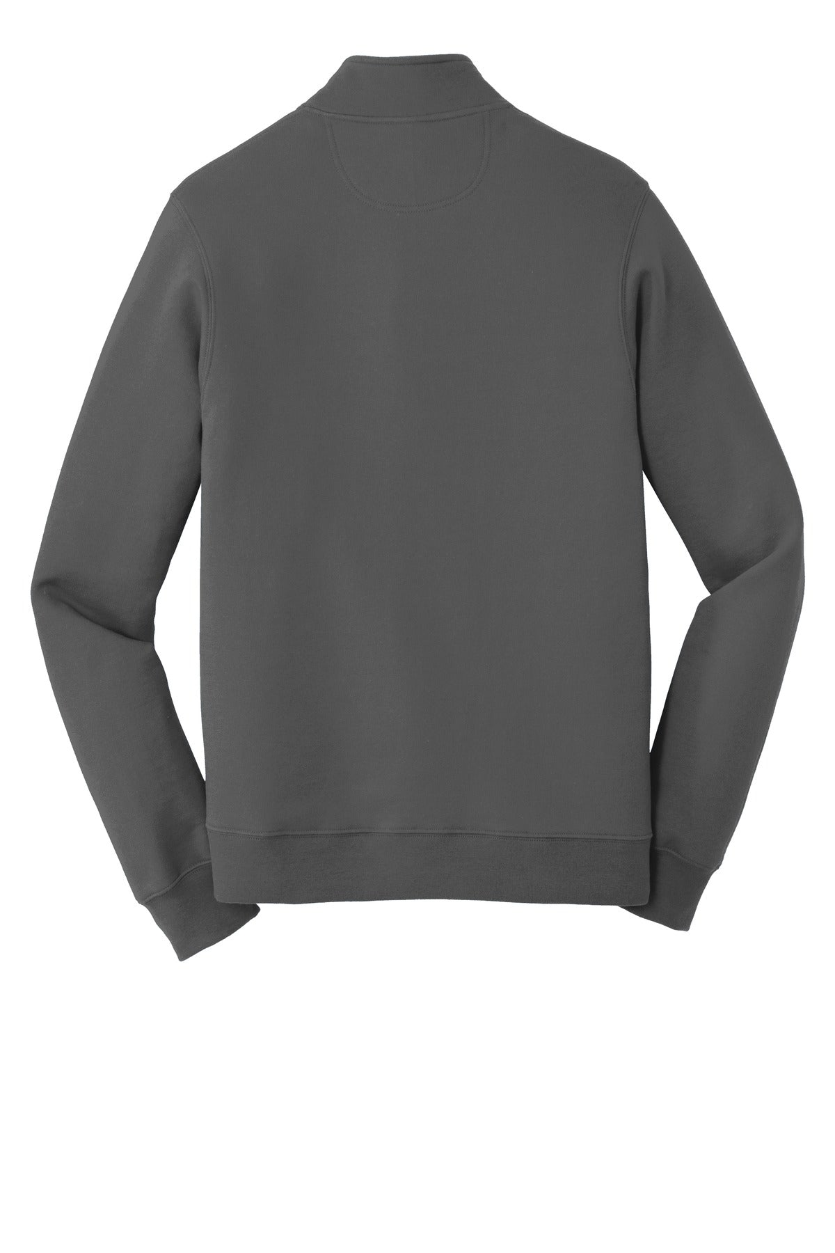 Rear View of Charcoal Port & Company Fan Favorite Fleece 1/4-Zip Pullover Sweatshirt. PC850Q
