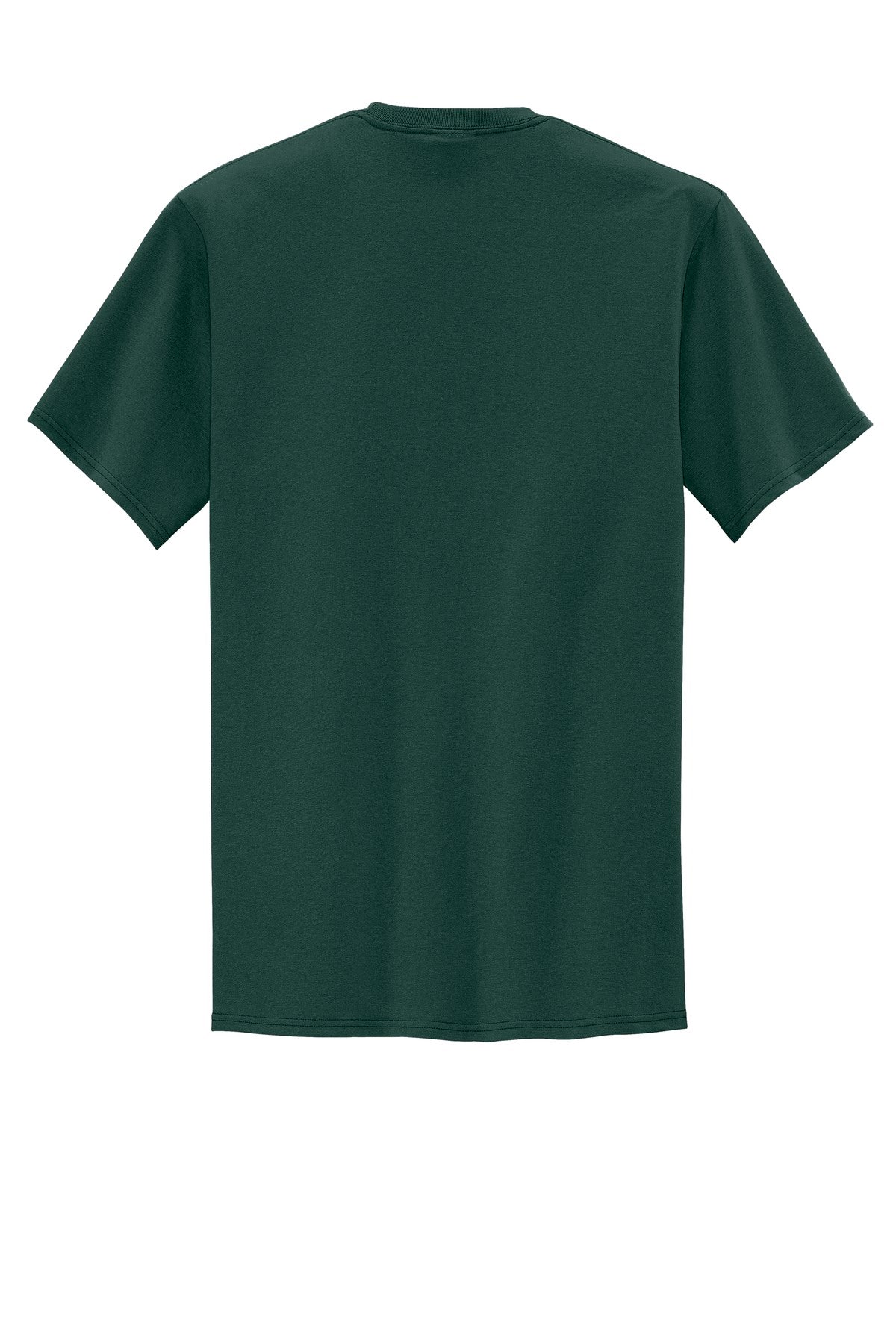 Rear View of Dark Green Port & Company Tall Core Blend Pocket Tee. PC55PT