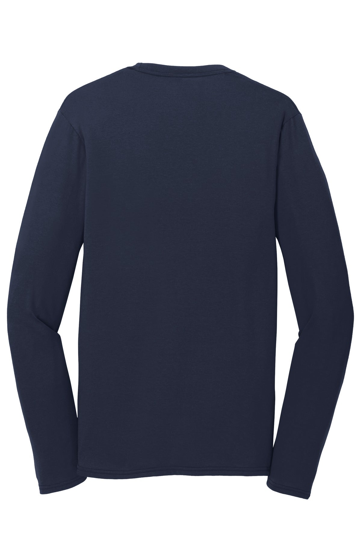 Rear View of Deep Navy Port & Company Long Sleeve Performance Blend Tee. PC381LS