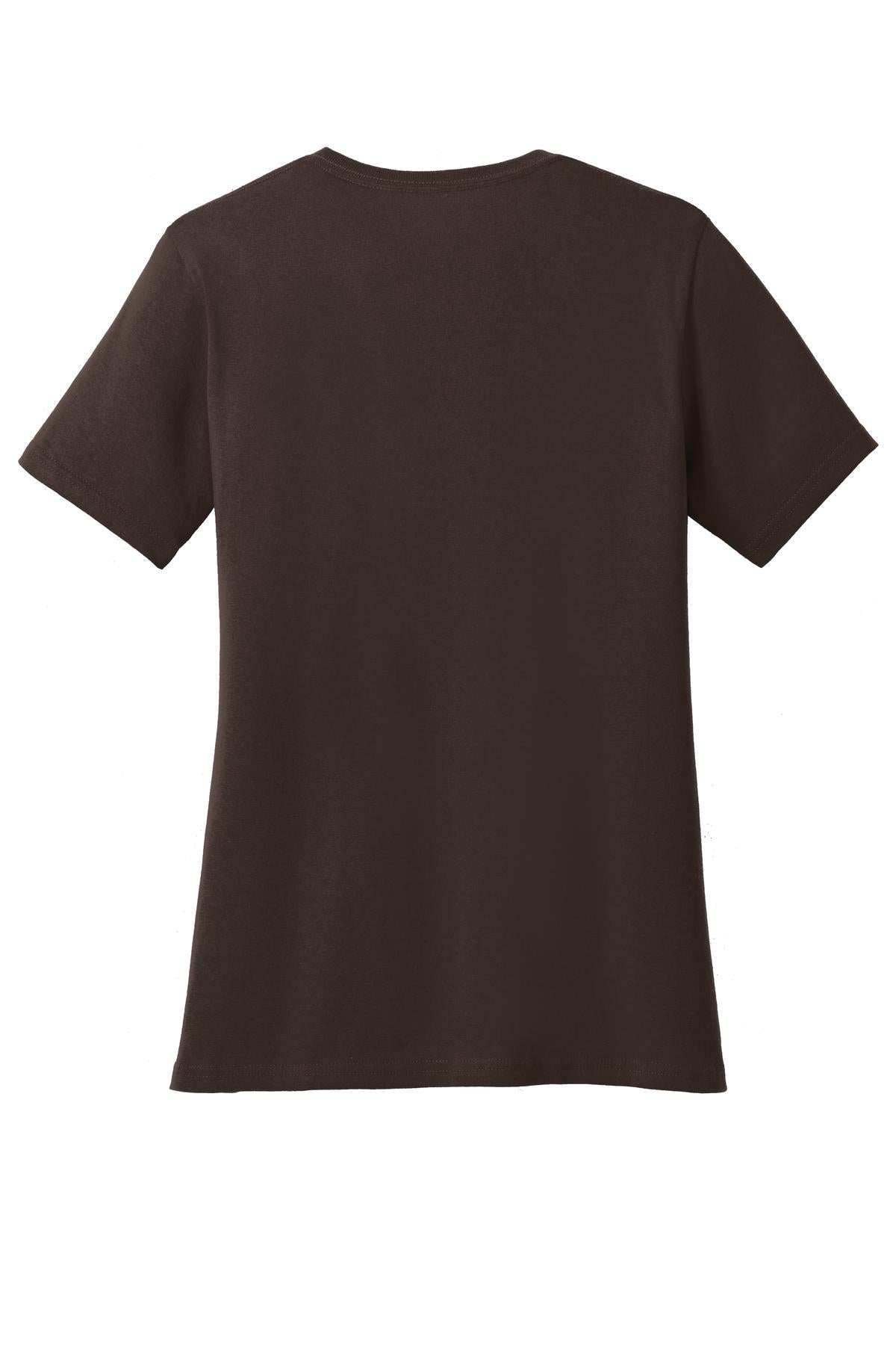 Rear View of Dk Choc Brown Port & Company Women's Core Cotton Tee. LPC54