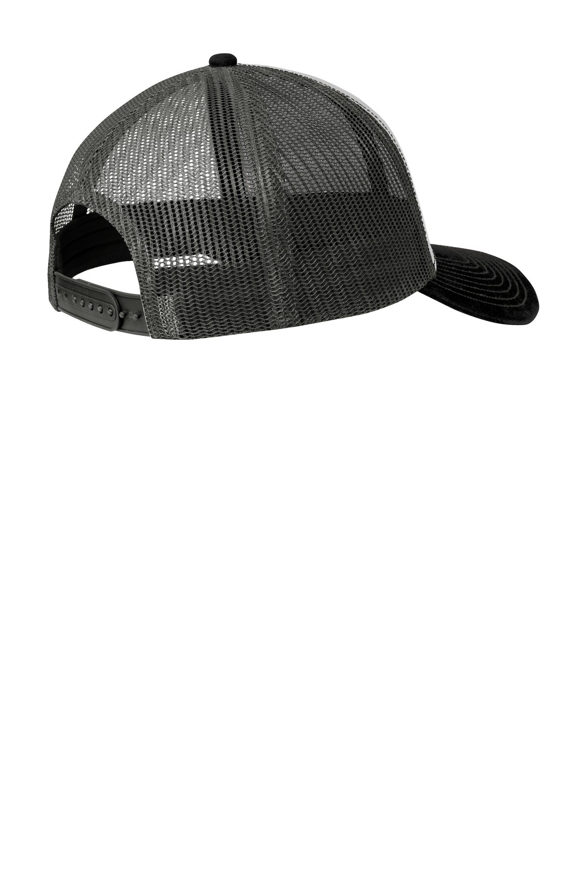 Rear View of Gust Gy/Bk/GyS Port Authority Snapback Trucker Cap. C112