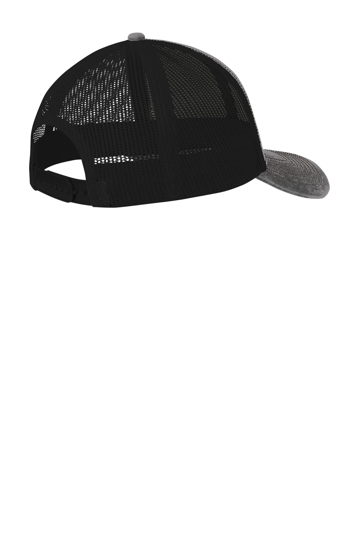 Rear View of GyStl/Blk Port Authority Snapback Trucker Cap. C112